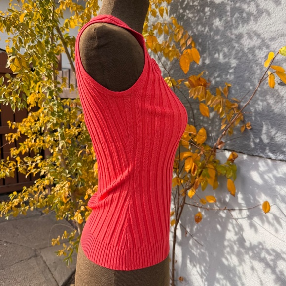 Super Cute Y2K Rib pink Coral Rhinestone Buckle Sleeveless - Picture 3 of 5